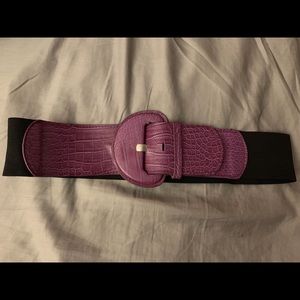 Purple Faux Snake Skin Elastic Belt